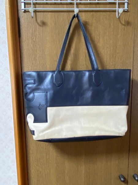 TORY BURCH トートバッグ ネイビー×ベージュ