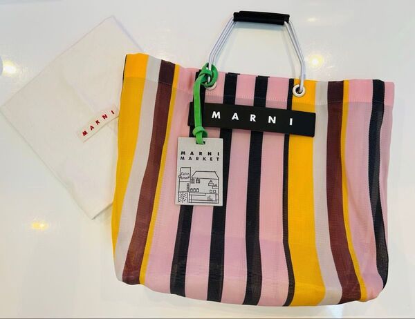 お値下げしました♪MARNI マルニ ストライプトートバッグ ローズソルベ タグ・保存袋付き♪