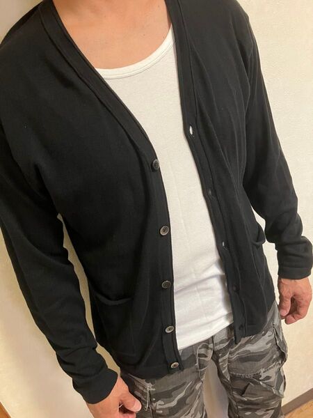 MUJI 無印良品 メンズ ボタン付きカーディガン 黒 アウター トップス 長袖