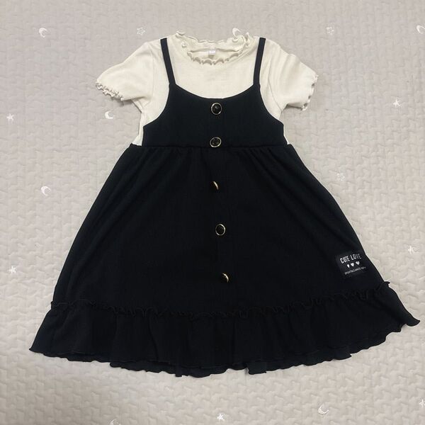 ワンピース ドッキングワンピース 120 カットソー 女の子 半袖 子供服 ドレス キッズ ワンピース