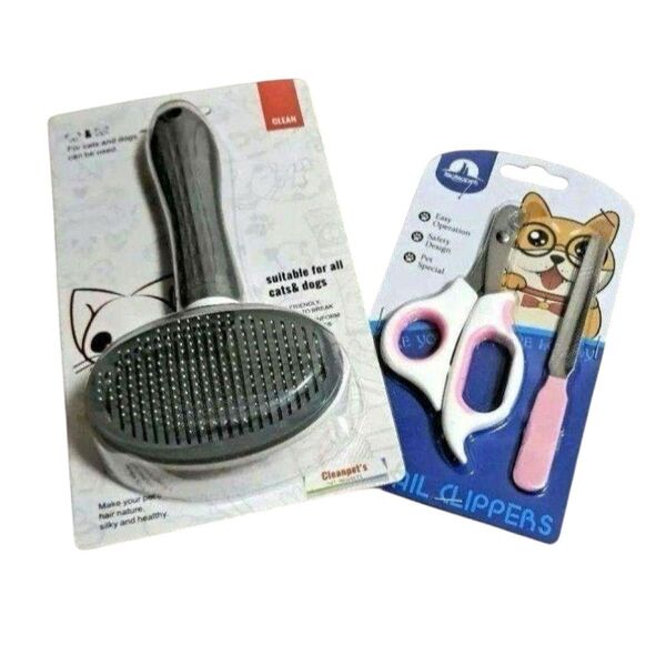 ★ペットケア ワンプッシュでごっそり ブラシ 爪切り やすり 犬猫 短毛 長毛 ペット用品 お手入れ・トリミング用品 ネイルケア