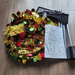 ★クリスマスツリー ポップアップ 150cm スリム 折りたたみ 超速組立 収納便利 キラキラ モールツリー 金色 ドット