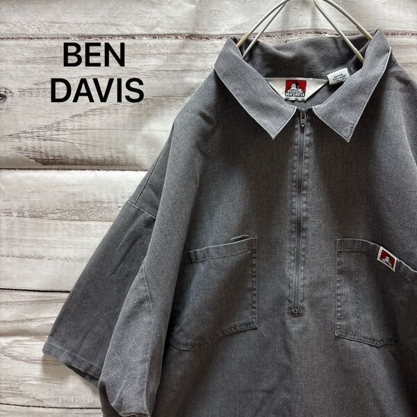 70〜90s BEN DAVIS ハーフジップワークシャツ ロケットTALON