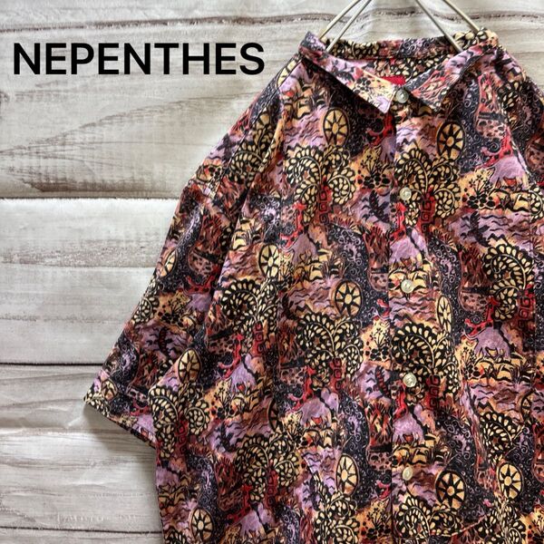 nepenthes 総柄半袖シャツ 入手困難 お洒落 個性的 M