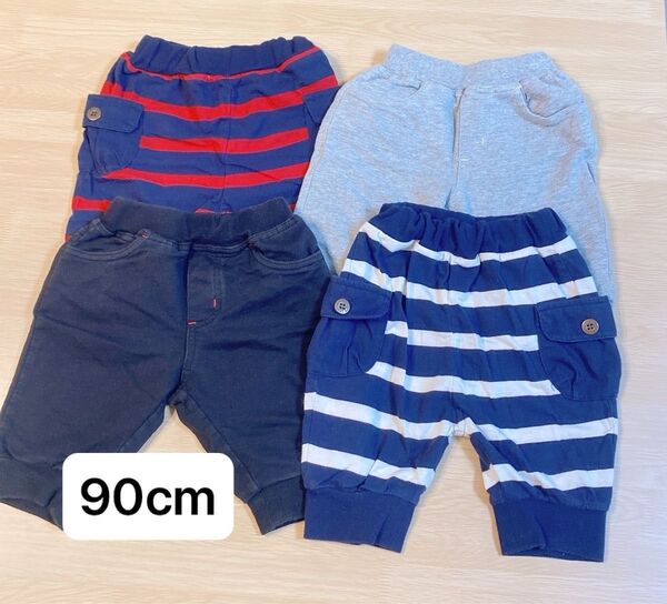 ハーフパンツ【90】4点セット★キッズパンツ サルエルパンツ ハーフパンツ 短パン 半ズボン//ベビー服 子供服