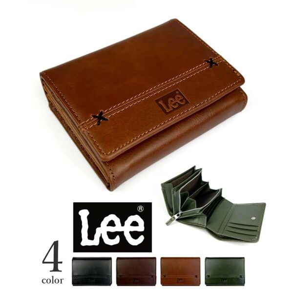 全4色 Lee リー クロスステッチデザイン 二つ折り 財布 ウォレット リアルレザー エクセルワールド 誕生日 メンズ ギフト