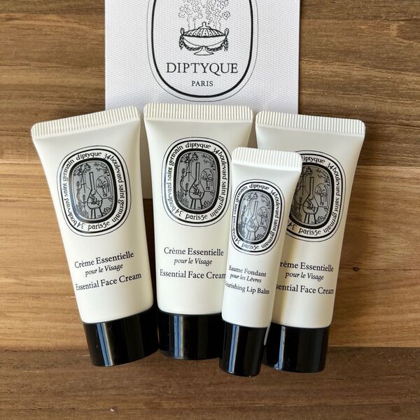 【新品未使用】Diptyque カタール航空 ビジネスクラス アメニティ フェイスクリーム 3本 リップバーム付