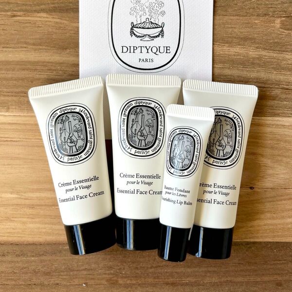 【新品未使用】Diptyque カタール航空 ビジネスクラス アメニティ フェイスクリーム 3本 リップバーム付