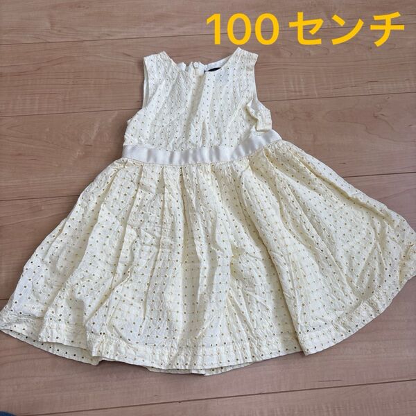 ランズエンド アメリカ ワンピース アイボリー 100センチ相当4T