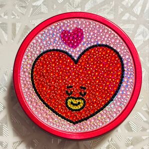 BTS スパークスラウンドカン TATA BT21 タタ V ハート 赤 お菓子 缶ケース LINE FRIENDS ライン