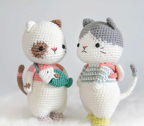 アメリカ大人気初心者様向け あみぐるみ 猫ちゃん2匹セット 編み物作成キット