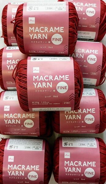 ダイソー毛糸 マクラメヤーン 細 レッド 10玉セットサマーヤーン