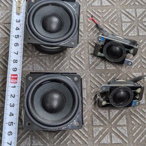 スピーカー 旧型高級アクオス純正採用品 4個セット 丸穴タイプ ツイーターはコンデンサ付き 自作スピーカー用素材 配線は要DIY