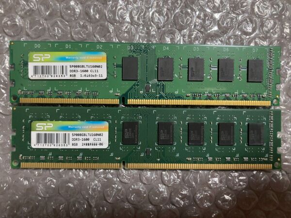 DDR3-1600(PC3-12800) デスクトップPC用メモリー 8GB×2枚 16GB【Silicon Power】