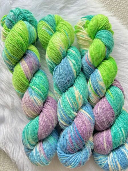 毛糸 ソックヤーン 青 ブルー グリーン編み物 サマー 300g