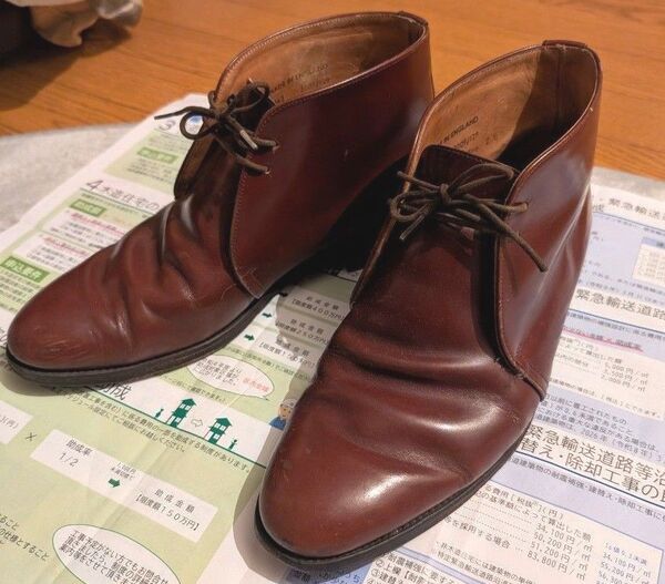 UKサイズ7.5 アルフレッドサージェント AS チャッカブーツ 赤茶系 ユーズド 糸ホツレ