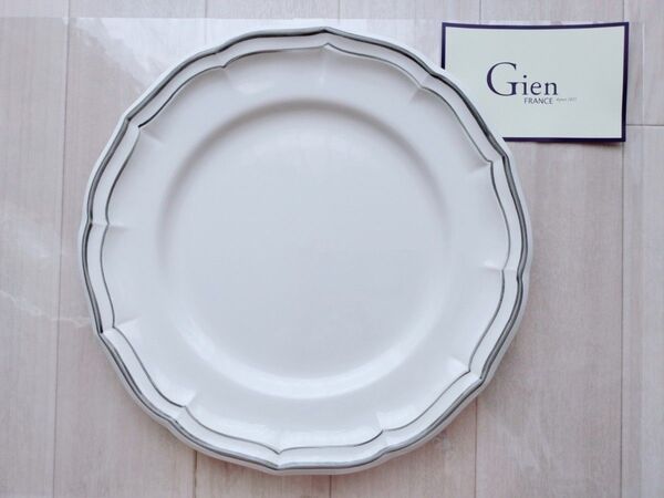 【新品】Gien ジアン フィレ ディナープレート フランス グレー 27cm