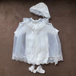 西松屋 セレモニードレス 50~60cm ホワイト レース ベビードレス お宮参り 新生児