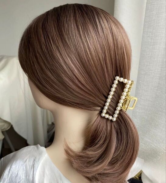 パール ヘアクリップ バンズクリップ 髪留め ヘアアクセサリー 可愛い シンプル 長方形 バレッタ ヘアピン
