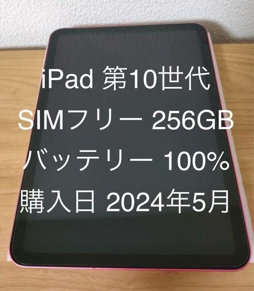 【未使用に近い・美品】iPad 第10世代 Wi-Fi + Cellular SIMフリー 256GB ピンク 動作確認済み