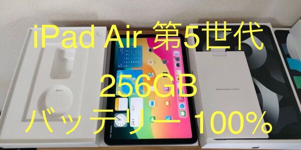 【美品】iPad Air 第5世代 Wi-Fiモデル 256GB スペースグレイ MM9L3J/A A2588 動作確認済み