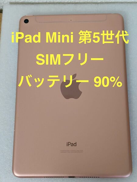 iPad mini 第5世代 Wi-Fi + Cellular SIMフリー 64GB ゴールド MUX72J/A 動作確認済み