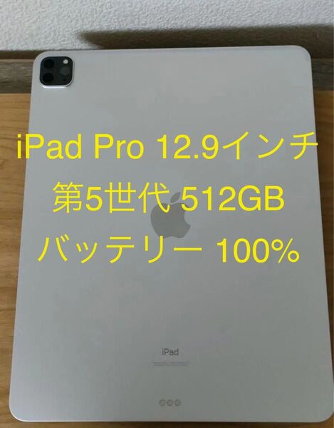 【美品】iPad Pro 12.9インチ 第5世代 Wi-Fiモデル 512GB M1チップ シルバー 動作確認済み