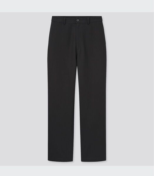 【タグ付き新品未使用】UNIQLO リネンブレンドリラックスストレートパンツ(丈標準67~69cm) ブラック XL