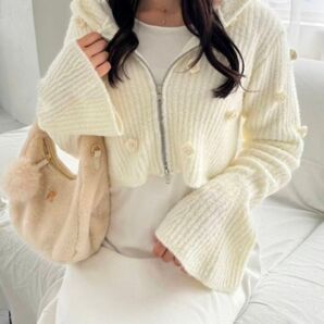 【one after another NICE CLAUP】ローズニットパーカー