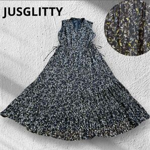 【美品】 JUSGLITTY ジャスグリッティー 花柄 ワンピース リボン S