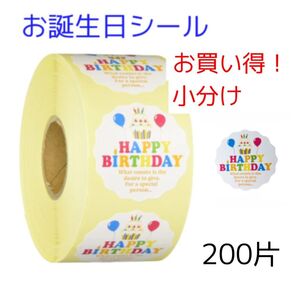 誕生日 ギフトシール カラフル 合計5片 大きめ 小分け