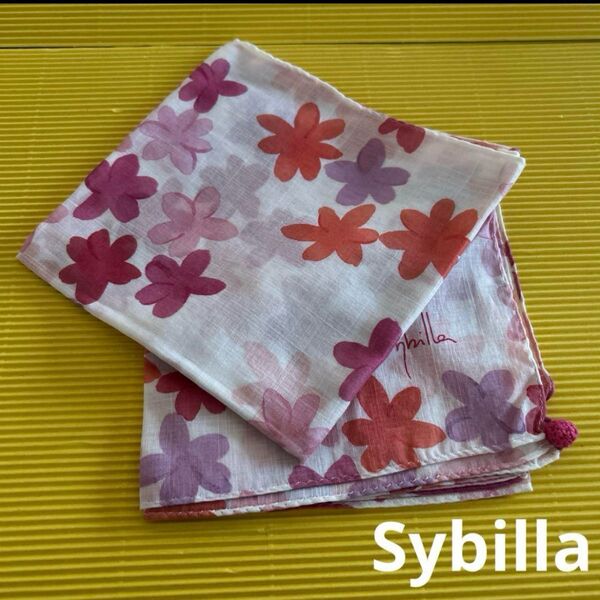 未使用 Sybilla シビラ 大判 ハンカチ ランチクロス バンダナ 花柄