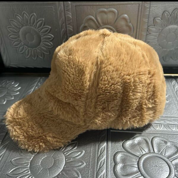 ファーキャップ サイズ調整可 ベージュ ボアキャップ ユニセックス