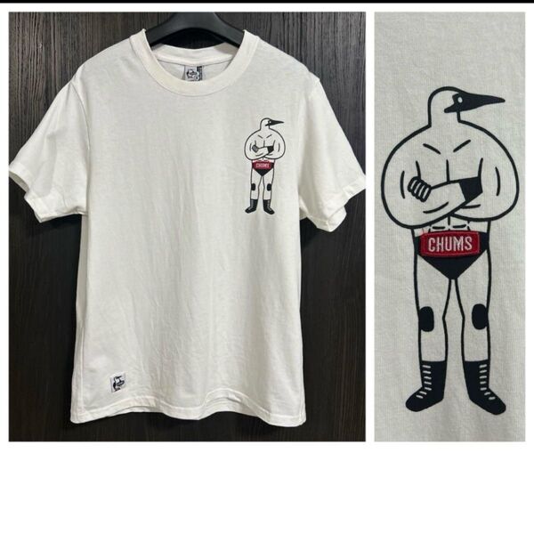 CHUMS チャムス ブービー ブービーレスラー ロゴTシャツ 白 半袖 Tシャツ