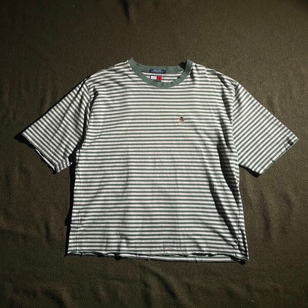 90s TOMMY HILFIGER マルチボーダー 半袖 Tシャツ