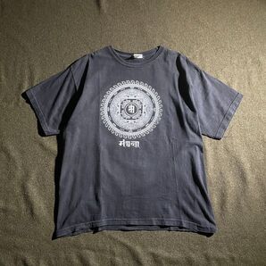 90s- VINTAGE フェードカラー 円形 総柄 プリントTシャツ L相当