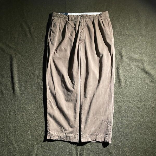 90s Polo Ralph Lauren 2タックワイドチノスラックス 36