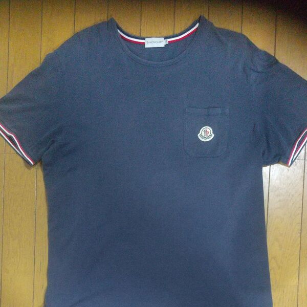 MONCLER Tシャツ ネイビー トリコロール