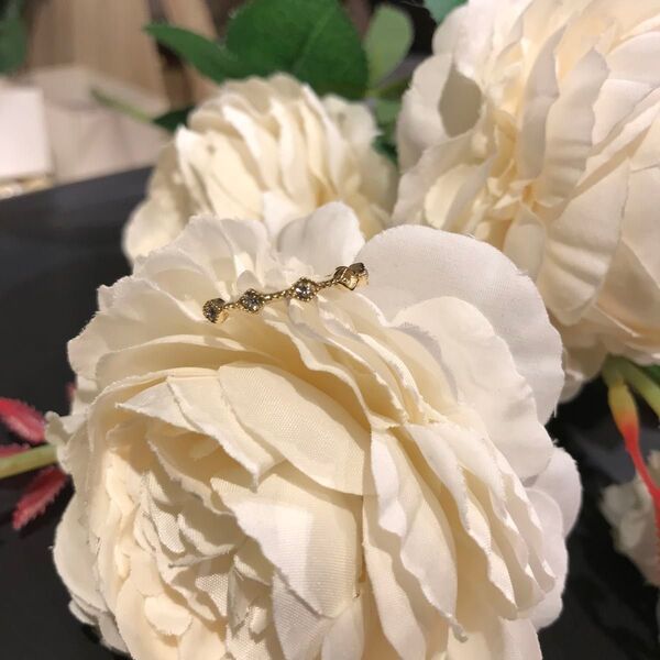 キラキラ ファッションリング 石取れ2か所あり フリーサイズ