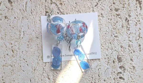 金魚と紫陽花風鈴ピアス