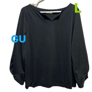 黒のトップス GU カットソー レディースファッション Lサイズ