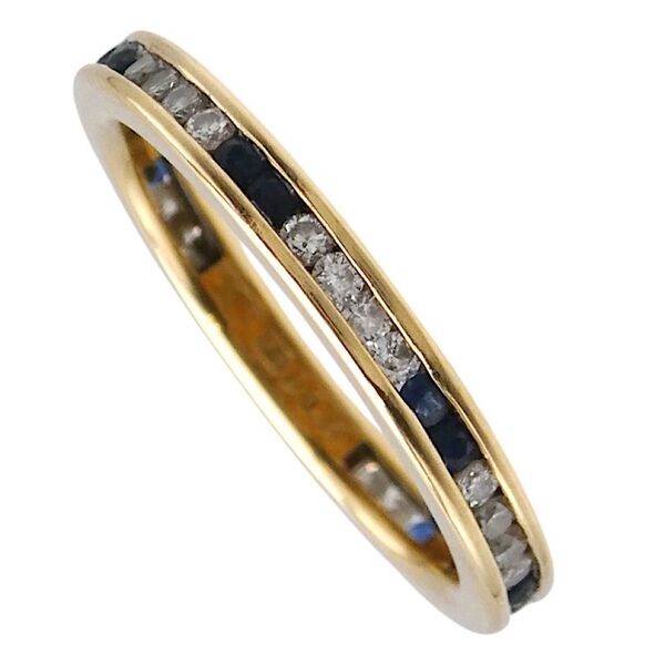 リング K18 ダイヤモンド0.44ct サファイア0.28 16号