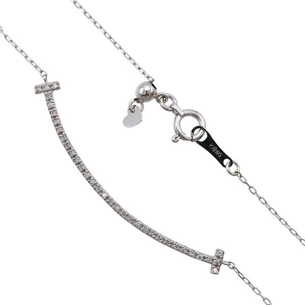 ネックレス K18WG ダイヤモンド0.15ct スマイルデザイン