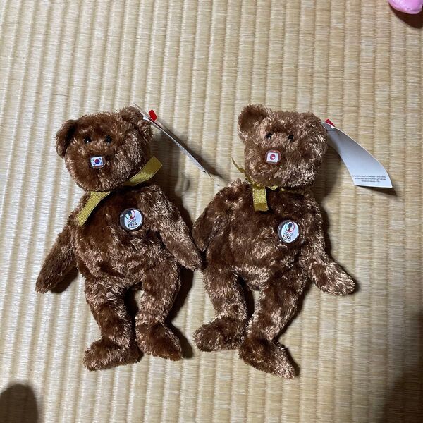 2個セット 2002年FIFAワールドカップ 記念ベア Ty ぬいぐるみ&おまけ付き