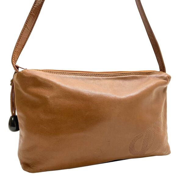 ロエベ ショルダーバッグ ブラウン ナッパレザー アナグラム loewe ビンテージ