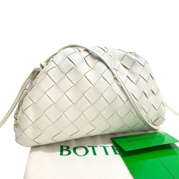 ボッテガヴェネタ ミニザポーチ ショルダーバッグ イントレチャート ホワイト bottega veneta