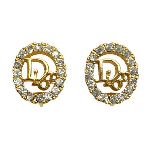 【美品】DIOR イヤリング ビジュー ロゴ ゴールド