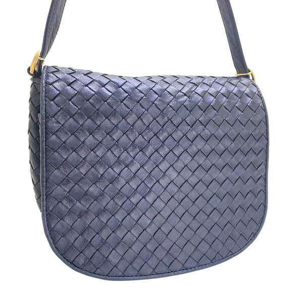 ボッテガヴェネタ イントレチャート ショルダーバッグ ネイビー メタリック bottega veneta