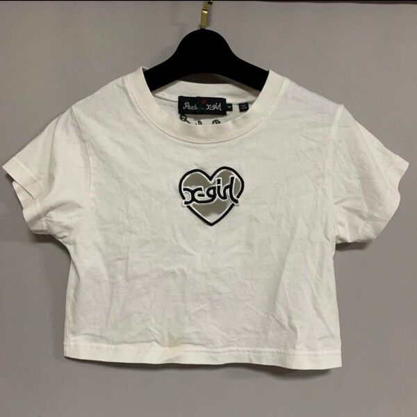 X-girl/エックスガール xgirl×peelsコラボ クロップド丈Tシャツ