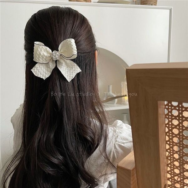 ヘアゴム 白 蝶結び 花 リボン レディース ヘアアクセサリー ポニーテール